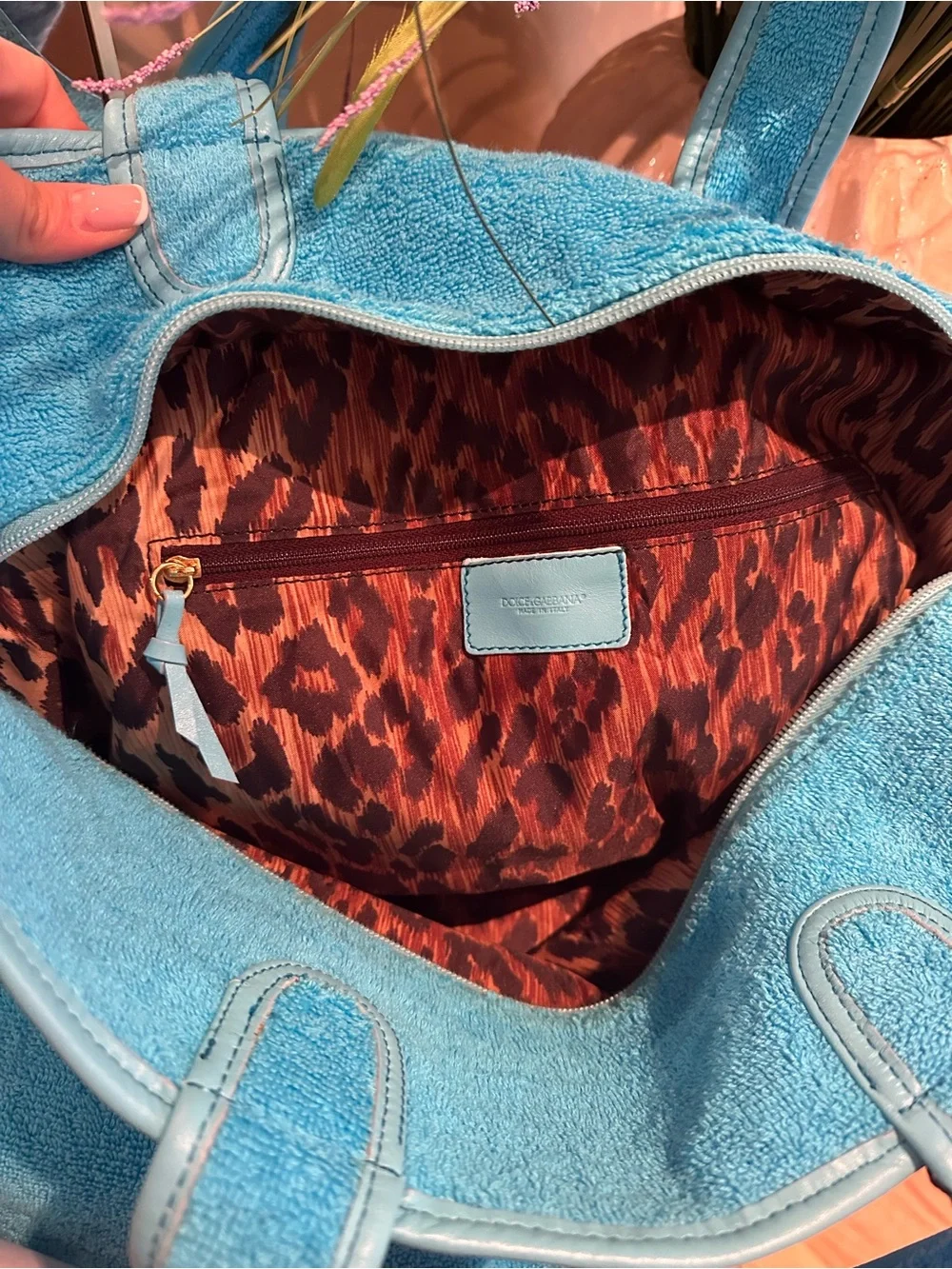 Dolce & Gabbana Blue Terry Cloth Tote - Picture 3 of 6